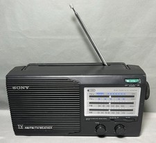 Sony ICF 34 Portable Radio AM FM TV Weather 4 Band Black Vintage Tested