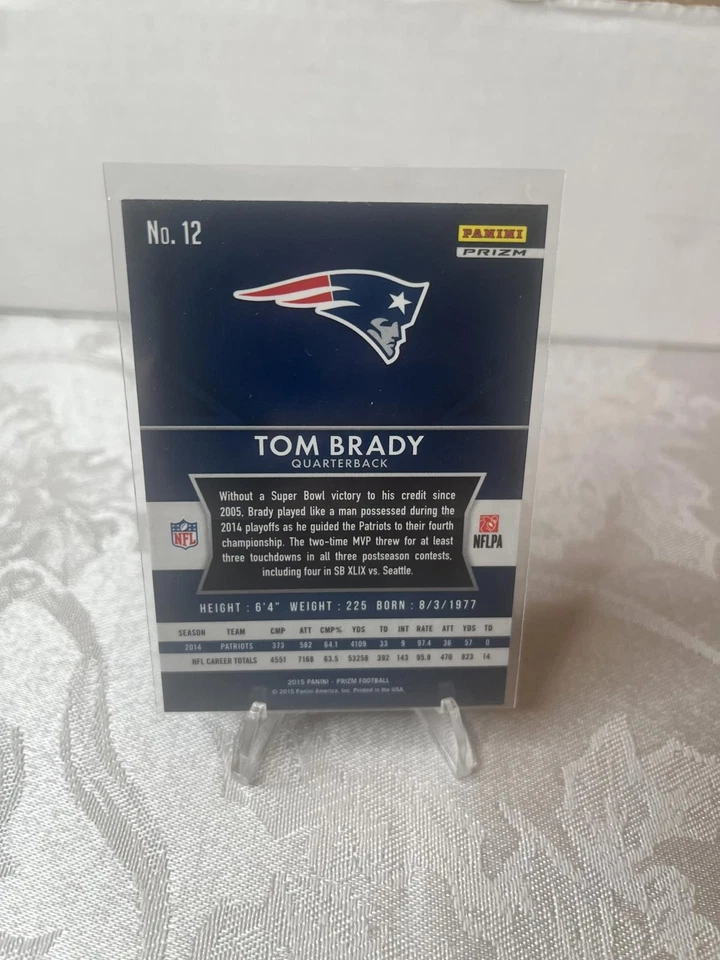 Cartão comercial de futebol 2015 Panini Prizm Tom Brady prata Patriots - Imagem 2 de 2