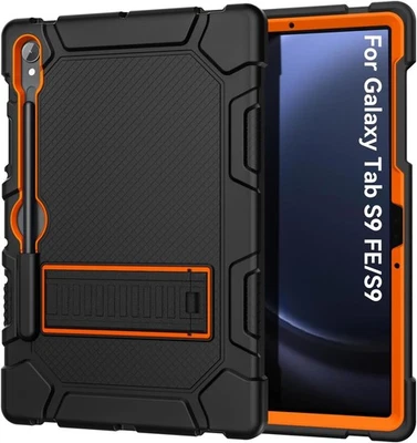 Case for Samsung Galaxy Tab S9 FE 10.9" Heavy-Duty Shockproof Cover, BlackOrange