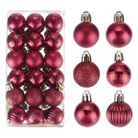 "36 StüCk Weihnachtskugeln Weihnachtsbaumdekoration BäLle Weinrot 1,2\"/3CM"