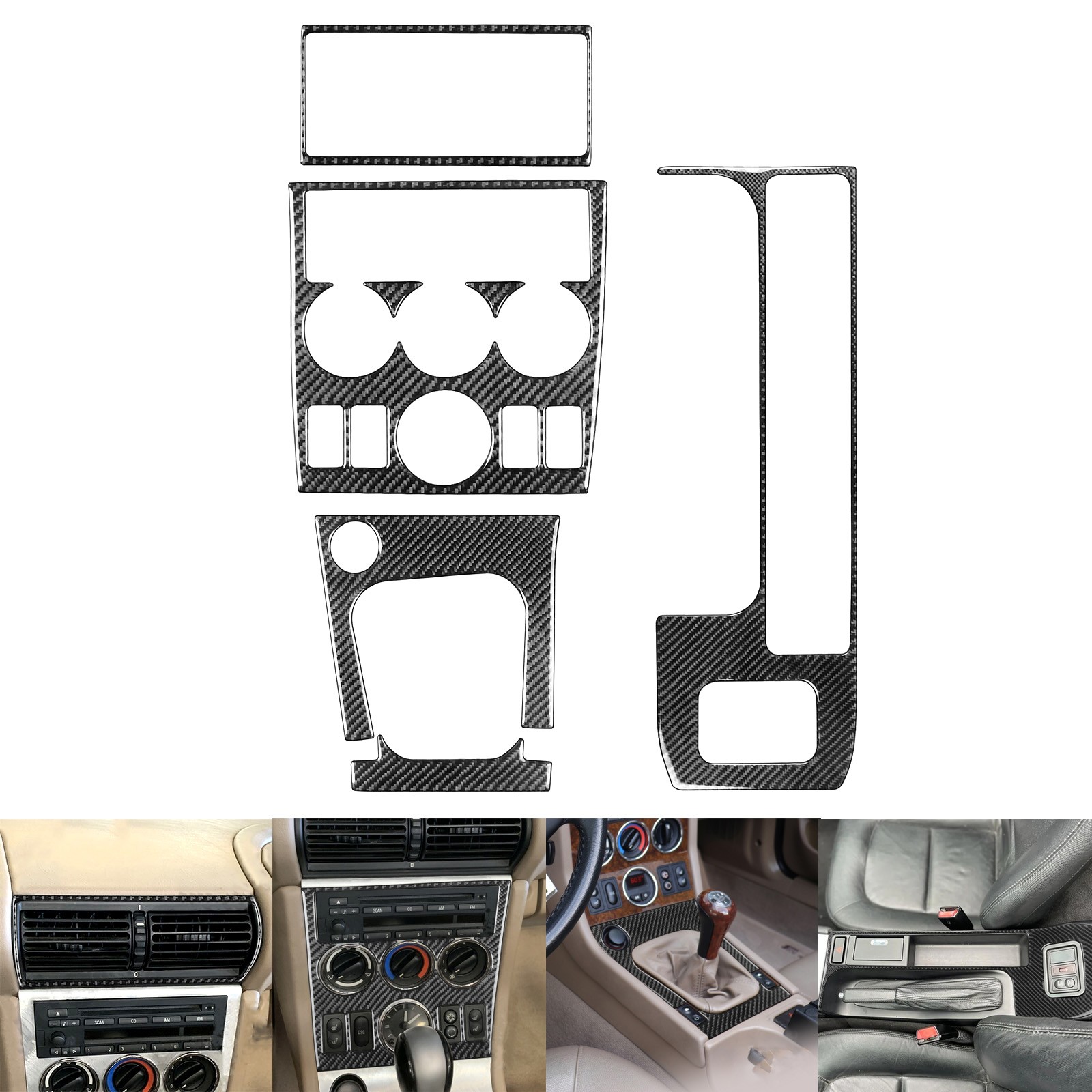5Pcs Real Carbon Fiber Center Console Panel Cover Set For BMW Z3 E36 E37 1996-02