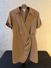 Nine West Bright Bronze short sleeve, V-neck collared wrap dress • Size L
