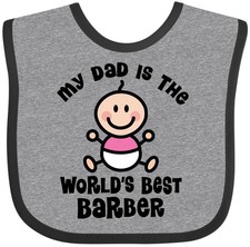 Inktastic My Daddy Worlds Best Barber Baby Bib Dad Kids Occupations Cute Girl