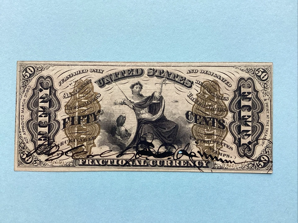 Rare Hand Signed #1355 Specimen 50c 3rd Issue Clear Margins High Grade Unc. - Image 4 of 4