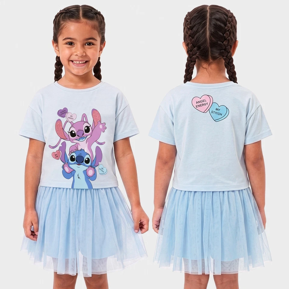 Conjunto Disney Lilo & Stitch | Conjunto de camiseta y falda Angel And Stitch para niñas - Imagen 1 de 4