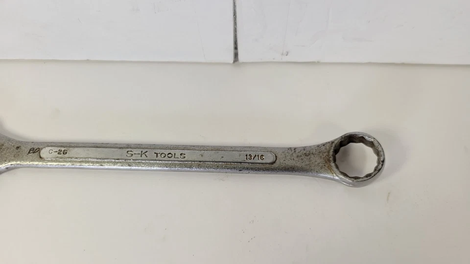 S-K Tools C-26 USA 12 Point 13/16" Combination Wrench 10" Long - Chrome - Forged - Image 3 of 4