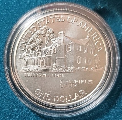 1990 P Eisenhower Centennial Commemorative Proof Silver Dollar OGP COA BOX - Picture 3 of 5