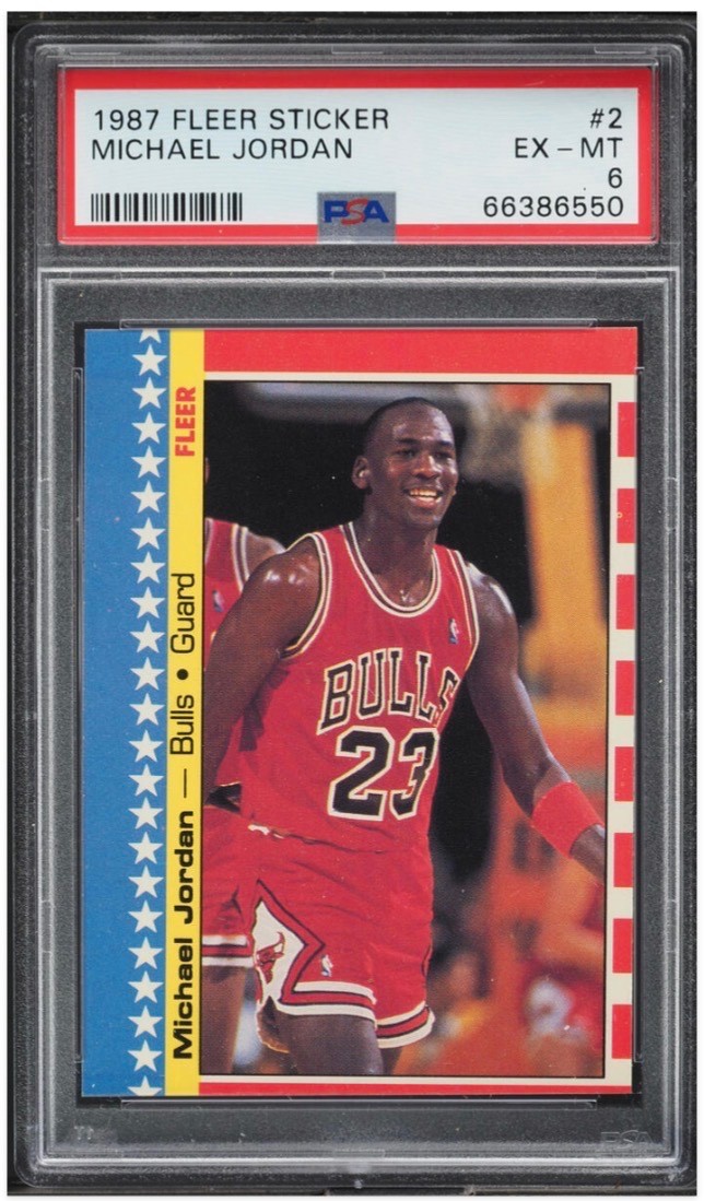 1987 FLEER STICKER #2 MICHAEL JORDAN PSA 6