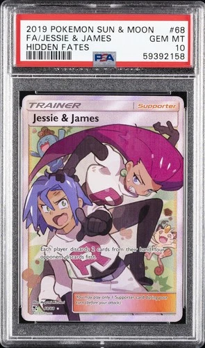 2019 POKEMON SUN & MOON HIDDEN FATES #68 FULL ART/JESSIE & JAMES PSA 10