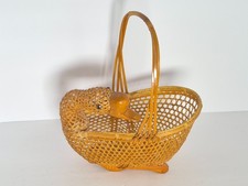 Vintage Woven Wicker Duck Basket - Handcrafted Rattan Swan Goose Farmhouse Decor