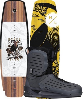 HYPERLITE Wakeboard Set Wakeboardbindung GUARA 2026 inkl. ARC Boots Wake Board S