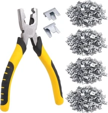 1200Pcs Wire Cage Clips with Hog Ring Pliers, Fencing Pliers for Animal Cages