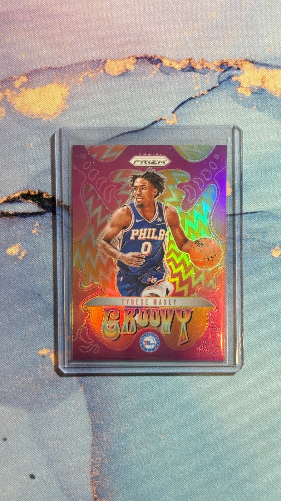 2024-25 Panini Prizm #15 Tyrese Maxey , 76ers Groovy SSP Case Hit