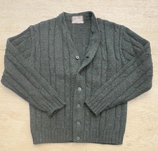 Vintage Brentwood Cardigan Sweater Mens Large Virgin Shetland Wool Button Up
