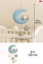 baby mobile elephant moon nursery decor handmade crib mobile neutral star hangin