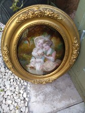 A Beautiful 19th Century Ornate Gilt Framed Crystoleum Picture of Two Ladies