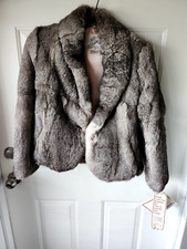 Elan Ladies Genuine Rabbit Fur Jacket, Fully Lined. Size S (uj H)