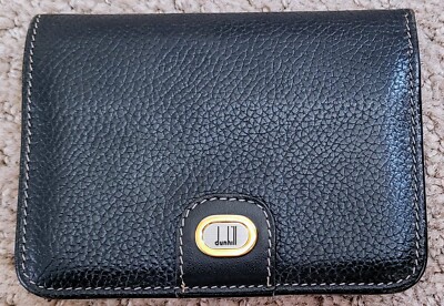 AUTH DUNHILL VINTAGE LEATHER LOGO CARD CASE HOLDER PREOWNED BLACK AUTH DUNHILL VINTAGE LEATHER LOGO CARD CASE HOLDER PREOWNED BLACK