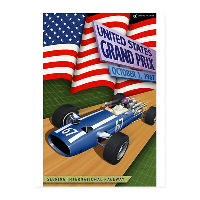 United States Grand Prix 1967 Sebring Raceway XL Wall Art Canvas Print