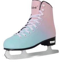 Nattork Blue&Pink Figure Skates Excellence Stainless Steel Blades Ice Figure 6