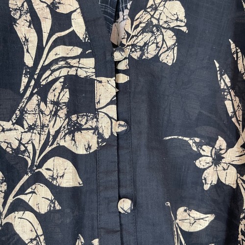 Anthropologie Top Women's XXS Bubble Sleeve Button Up Floral Black Tan Cotton - Picture 2 of 13
