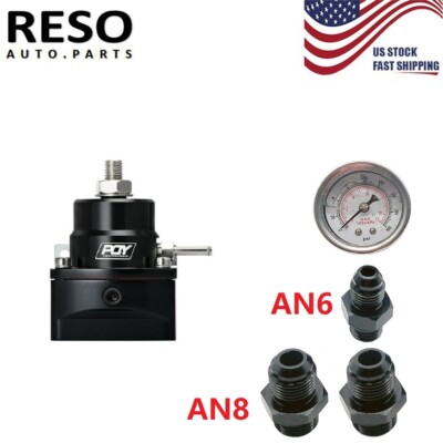 Black AN8 AN6 EFI Fuel Inject Pressure Regulator With Boost Gauge ...