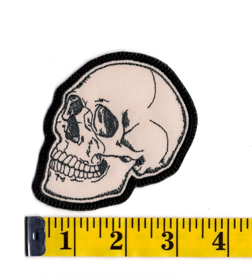 Skull Iron On Patch Embroidered Skull Anatomy Fabric Patch - Image 3 of 4