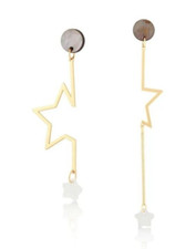 big metal london fine magic asymmetric star long earrings gold mother of pearl