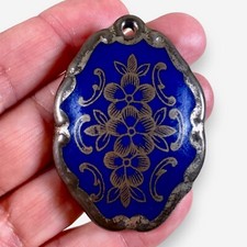 Schöner Mid-Century Porzellan Anhänger Bavaria Waldershof Blau Blumen Alt RAR