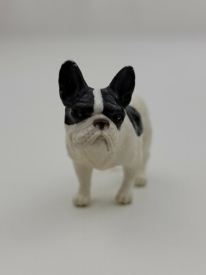FRENCH BULLDOG Plastic Dog Figure White Black 2008 Blip Toys | eBay