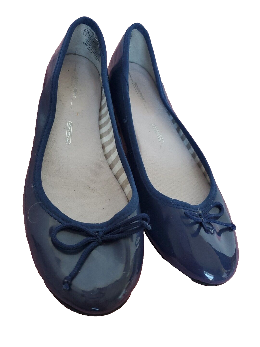 Rockport Navy Blue Ballet Flats Bow Size Ladies Shoes