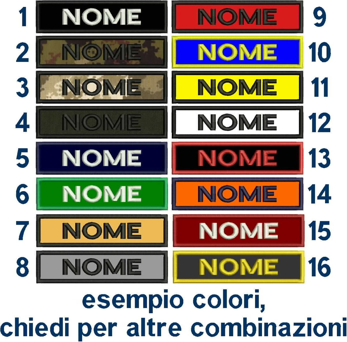 Iguana Custom Confezione 4 Patch Nome Personalizzato | Toppe Ricamate Su Tela Nera Per Giacca O Gilet
