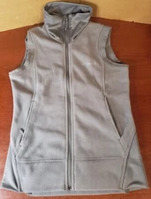 Columbia Gray Mock Neck Full Zip Fleece Jacket Hiking Vest Womens Size S