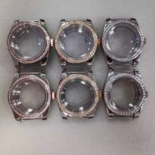39MM Watch Case Glass PVD Steel Electroplated stone Bezel Case for NH35 Movement