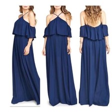 Show me your mumu teal halter Rebecca off the shoulder maxi dress size small