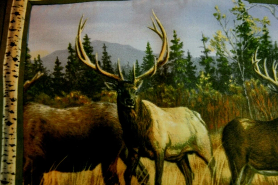 2 Large Pillow Shams - Moose Elk Deer Turkey Wildlife Scene - Rustic Cabin Decor - Image 2 of 4