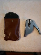 Vintage Schwabb Ideal Portable Hand Press Pocket Seal Embossing Stamp and Pouch