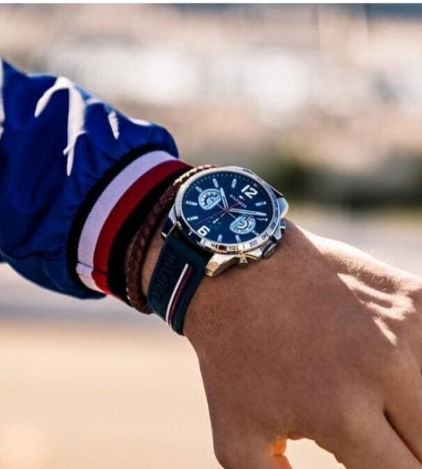 NEW TOMMY HILFIGER TH1791476 MENS WATCH BLUE DIAL RUBBER STRAP