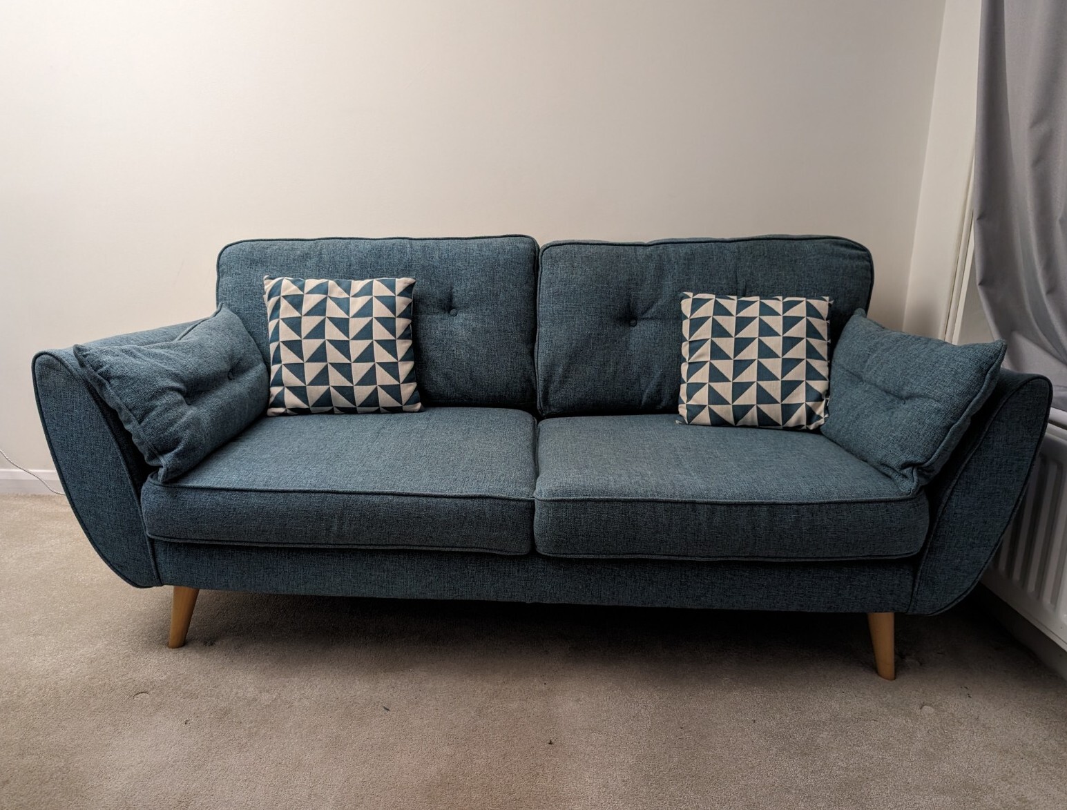 DFS French Connection Zinc Blue 3 & 2 Seater Sofas + Footstool and 4