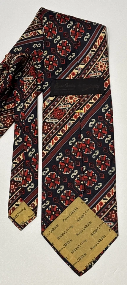 Vintage Pierre Cardin Tie All Silk 1960’s The Dinghy Striped Geometric 56”x3.75” - Image 2 of 4