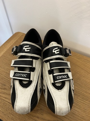 Carnac Notus Carbon Sole White Black Cycling Shoes 39 UK 6 Cleats Road Bike - Picture 4 of 9