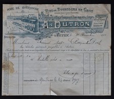 Facture AUTUN 1906 Eau gazeuse Badoit DUTRON Vin Bourgogne limonade  billhead 5