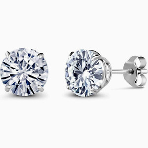 Authentic 50 ct. Genuine White Sapphire Studs - Butterfly backs- 14k White Gold plated