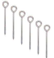 6 x Heavy Duty Vine Eyes Screw In 95mm Bright Zinc Plated BZP
