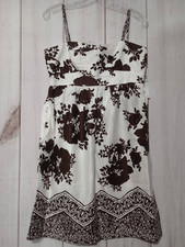 London Style Dress Ladies 8 Brown White Sleeveless Light Weight