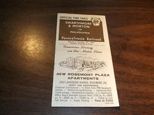 OCTOBER 1963 PRR PENNSYLVANIA RAILROAD SWARTHMORE/MORTON, PA PUBLIC TIMETABLE