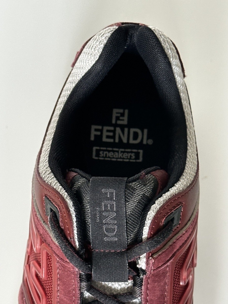 NIB $1100 Fendi FF Logo Fabric/Leather Burgundy Sneakers 12 US (45 Eu) 7E1555 NIB $1100 Fendi FF Logo Fabric/Leather Burgundy Sneakers 12  main image 4
