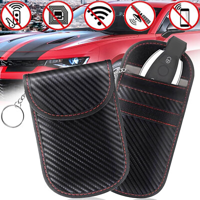 2x Auto Schlüssel Keyless Go Schutz RFID Funk Blocker Tasche Etui Hülle Carbon