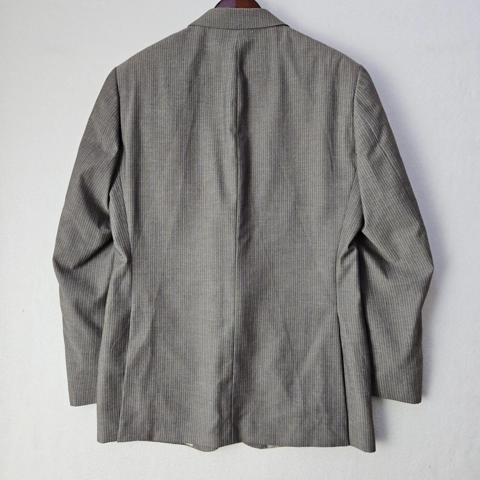 Chaqueta Blazer Steve Harvey Edición Celebridad Savanah Para Hombre Talla 42L Gris Azul Rayas Foto 3 de 4