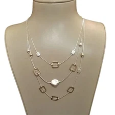 Christopher & Banks Women's Multi Layer Gold & Silver Plated Necklace NWT